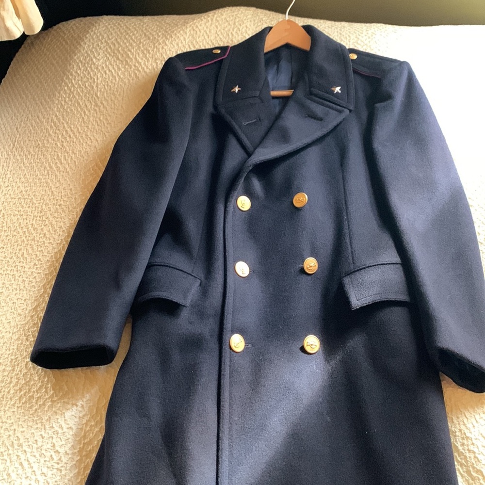 Vintage Navy Military Double Breasted Wool Coat - Picture 7 of 17